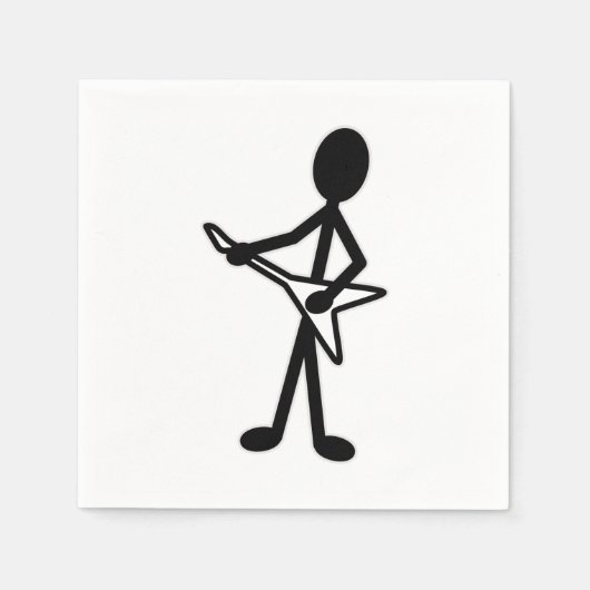 Gitarrist Flying V Strichmännchen Serviette (Vorderseite)