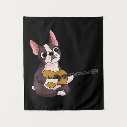 Gitarrist Frenchie Bulldog Wandteppich (Vorderseite)