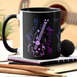 Gitarrist Gitarre Player Music Lila Black Name Tasse