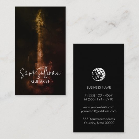 Gitarrist Gitarrist Musiker Visitenkarte (Vorne/Hinten)