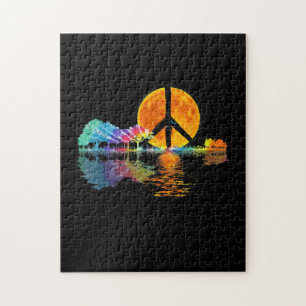 Gitarrist Guitar Lake Shadow Peace Liebe Guitar Puzzle