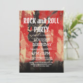 Gitarrist Illustration Rock and Roll Party Einladung (Stehend Vorderseite)