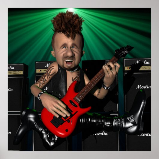 Gitarrist in Flight Poster (Vorne)