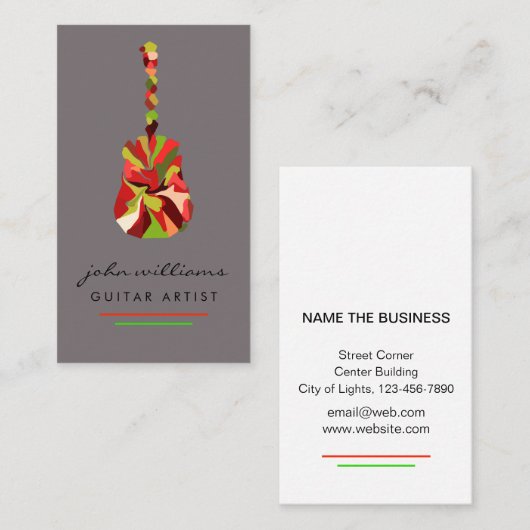 Gitarrist Instrument Music Teacher DJ Event Manage Visitenkarte (Vorne/Hinten)