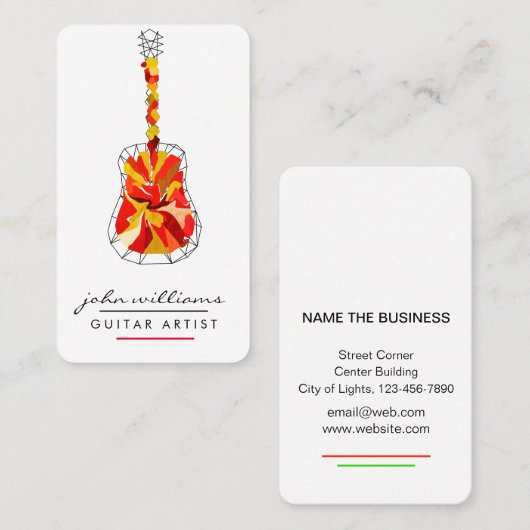 Gitarrist Instrument Music Teacher DJ Event Manage Visitenkarte (Vorne/Hinten)