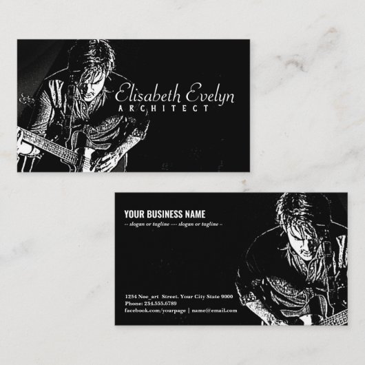 Gitarrist man music r565g visitenkarte (Vorne/Hinten)