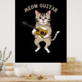 Gitarrist Meow Guitar Niedlich Cat Playing Gitarre Poster (Küche)