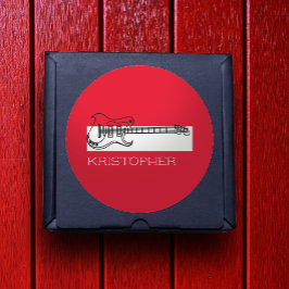 Gitarrist minimalistisch Schwarz-weiß Rot Moderne  Runder Aufkleber