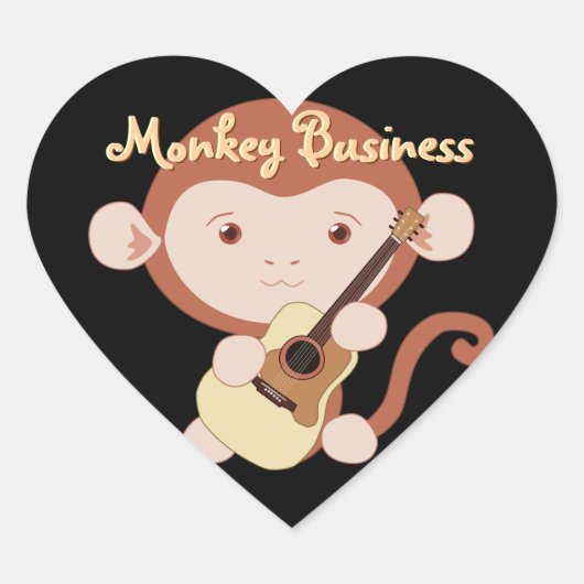 Gitarrist-Monkey-Stickers Herz-Aufkleber (Vorderseite)