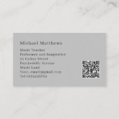 Gitarrist Music Beruflicher QR-Code Visitenkarte (Rückseite)