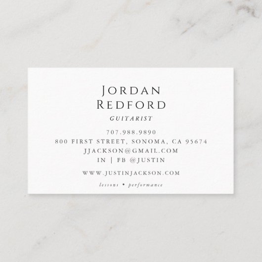 Gitarrist Musician Music Teacher Visitenkarte (Rückseite)