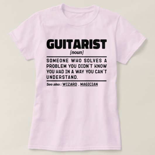 Gitarrist Noun Definition Gitarre Lover Musiker T-Shirt (Design vorne)