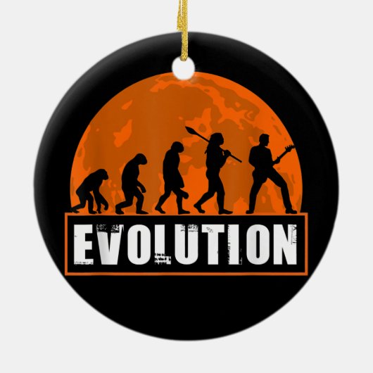 Gitarrist Player Funny Guitar Human Evolution Keramik Ornament (Hinten)