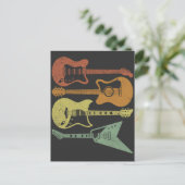 Gitarrist Retro Music Instruments Vintage Gitarre Postkarte (Stehend Vorderseite)