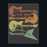 Gitarrist Retro Music Instruments Vintage Gitarre Postkarte<br><div class="desc">Gitarrist bunt Musikinstrumente Vintage Gitarre. Elektrischer und akustischer Gitarrenspieler und Musiker.</div>