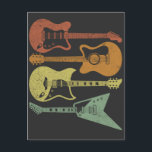 Gitarrist Retro Music Instruments Vintage Gitarre Postkarte<br><div class="desc">Gitarrist bunt Musikinstrumente Vintage Gitarre. Elektrischer und akustischer Gitarrenspieler und Musiker.</div>