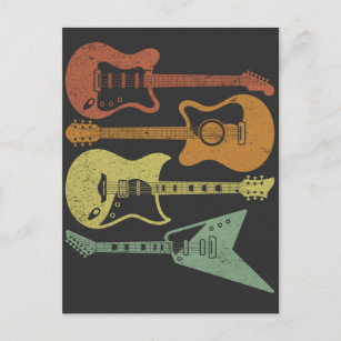 Gitarrist Retro Music Instruments Vintage Gitarre Postkarte