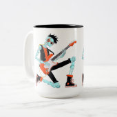 Gitarrist Robot Zweifarbige Tasse (Vorderseite Links)