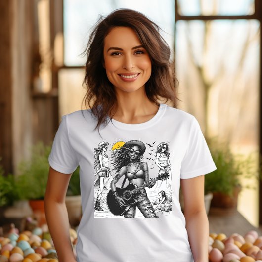 Gitarrist Rock Star Girl w T-Shirt