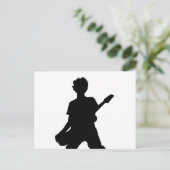 Gitarrist Silhouette - B&W Postkarte (Stehend Vorderseite)