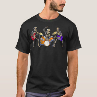 Gitarrist Skelett Bassgitarre Schlagzeuger Musik T-Shirt