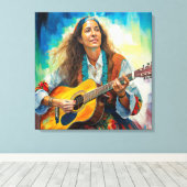 Gitarrist Stretched Canvas Print Leinwanddruck (Insitu (Holzboden))