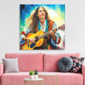 Gitarrist Stretched Canvas Print Leinwanddruck (Insitu (Wohnzimmer))