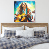 Gitarrist Stretched Canvas Print Leinwanddruck (Insitu (Schlafzimmer))
