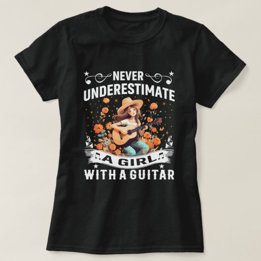 Gitarrist T - Shirt unterschätzt nie Mädchen (Design vorne)