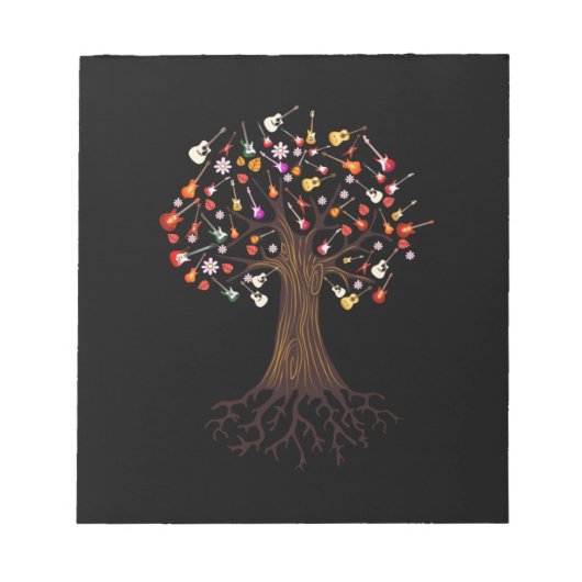 Gitarrist Tree Guitar Birthday Notizblock (Vorderseite)