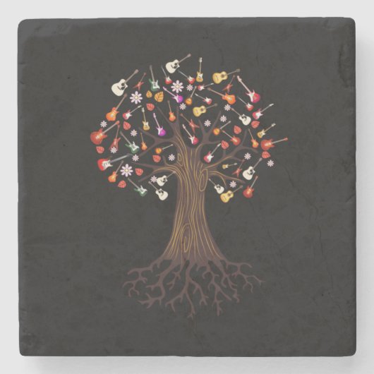 Gitarrist Tree Guitar Birthday Steinuntersetzer (Vorderseite)