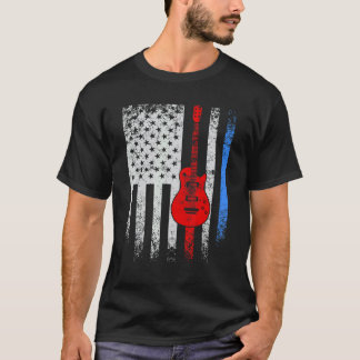 Gitarrist US Retro Amerikanische Flagge Distressed T-Shirt