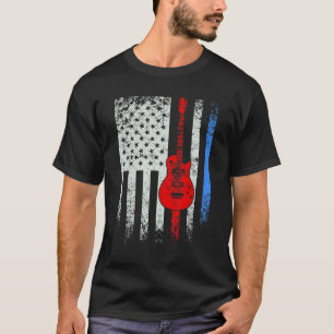 Gitarrist US Retro Amerikanische Flagge Distressed T-Shirt