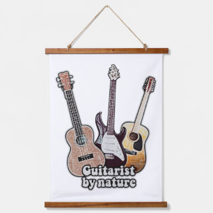 Gitarrist von Natur aus lustige Gitarrenwerke Wandteppich Mit Holzrahmen