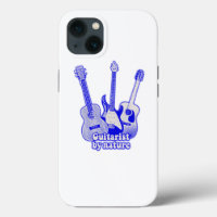 Gitarrist von Natur aus. Retro-blaue Gitarre