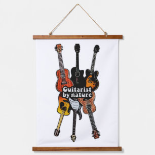 Gitarrist von Natur aus.retro Vintage bunte Gitarr Wandteppich Mit Holzrahmen