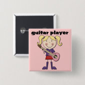 Gitarrist-weibliche T-Shirts und Geschenke Button (Vorne & Hinten)