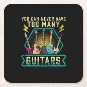 Gitarrist You Can Never Have Too Many Guitars Weih Rechteckiger Pappuntersetzer