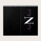 Gitter Contrast Monogram Nail/Beauty Loyalty Visitenkarten (Außenseite Aufgefaltet)