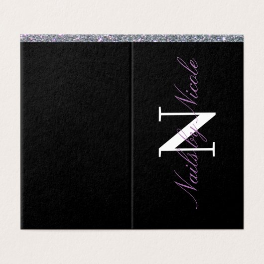 Gitter Contrast Monogram Nail/Beauty Loyalty Visitenkarten (Außenseite Aufgefaltet)