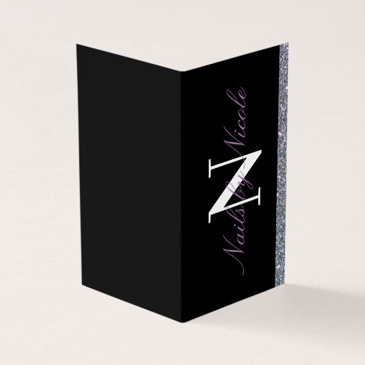 Gitter Contrast Monogram Nail/Beauty Loyalty Visitenkarten (Vorderseite)