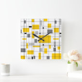 Gitter des mittleren Jahrhunderts Quadratische Wanduhr (Zuhause)