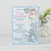 Gitter Frozen Mermaid Princess Winter Theme Party Einladung (Stehend Vorderseite)