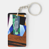 Gitter - Glas auf einem Tisch Schlüsselanhänger (Rückseite)