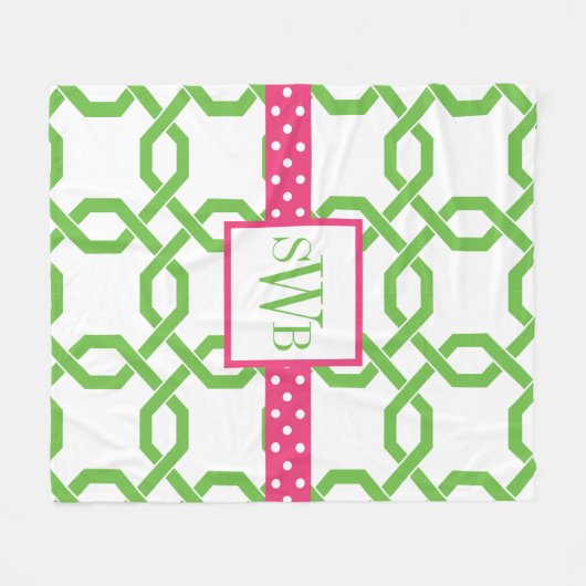 Gitter & Grosgrain Mit Monogramm Fleece Blanket (Vorderseite (Horizontal))