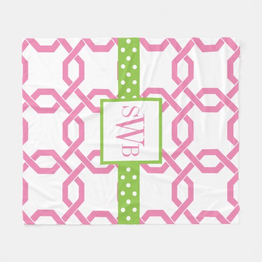 Gitter & Grosgrain Mit Monogramm Fleece Blanket (Vorderseite (Horizontal))