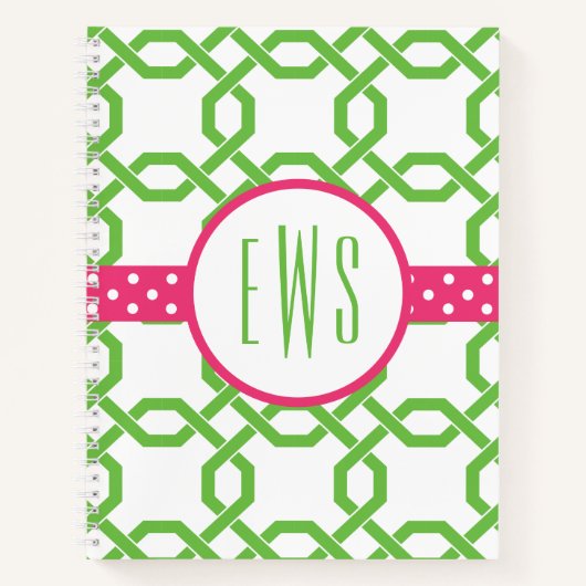 Gitter & Grosgrain Mit Monogramm-SpiralNotebook Notizblock (Vorderseite)