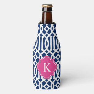 Gitter im Rosa u. Flasche der Marine- cooler Flaschenkühler