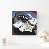 Gitter - Malertisch; Juan Gris Quadratische Wanduhr (Zuhause)