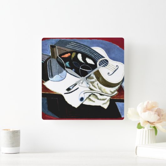 Gitter - Malertisch; Juan Gris Quadratische Wanduhr (Zuhause)